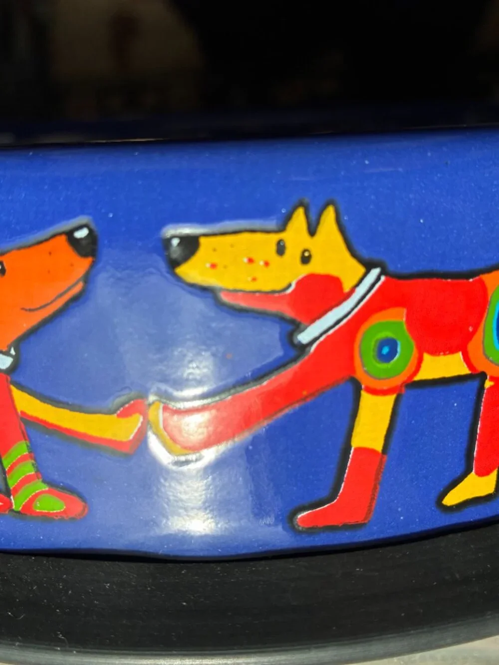 Unique enamelware dog bowls in two sizes imported from Czech Republic